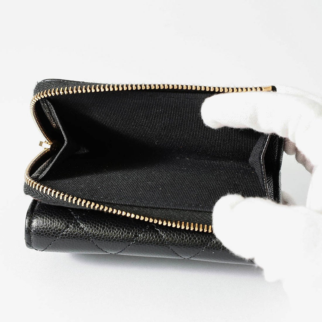 シャネル CHANEL 3つ折り財布 キャビアスキン MINI WALLET CHANEL
