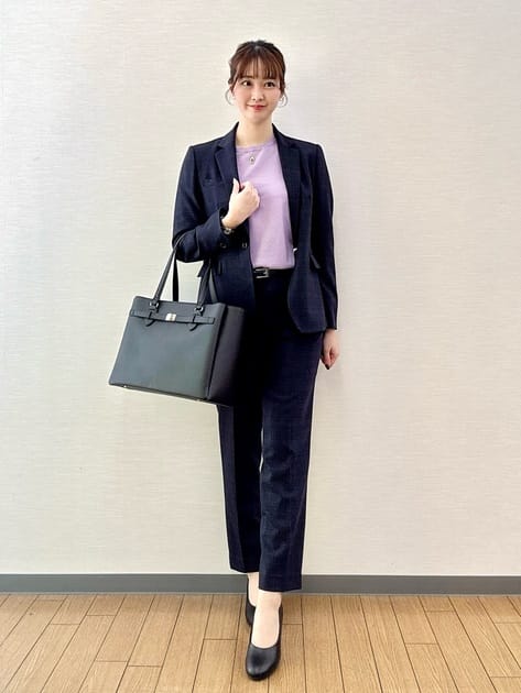 働ラク肩ラクスーツ】ウール混 テーパードパンツ ウォッシャブル