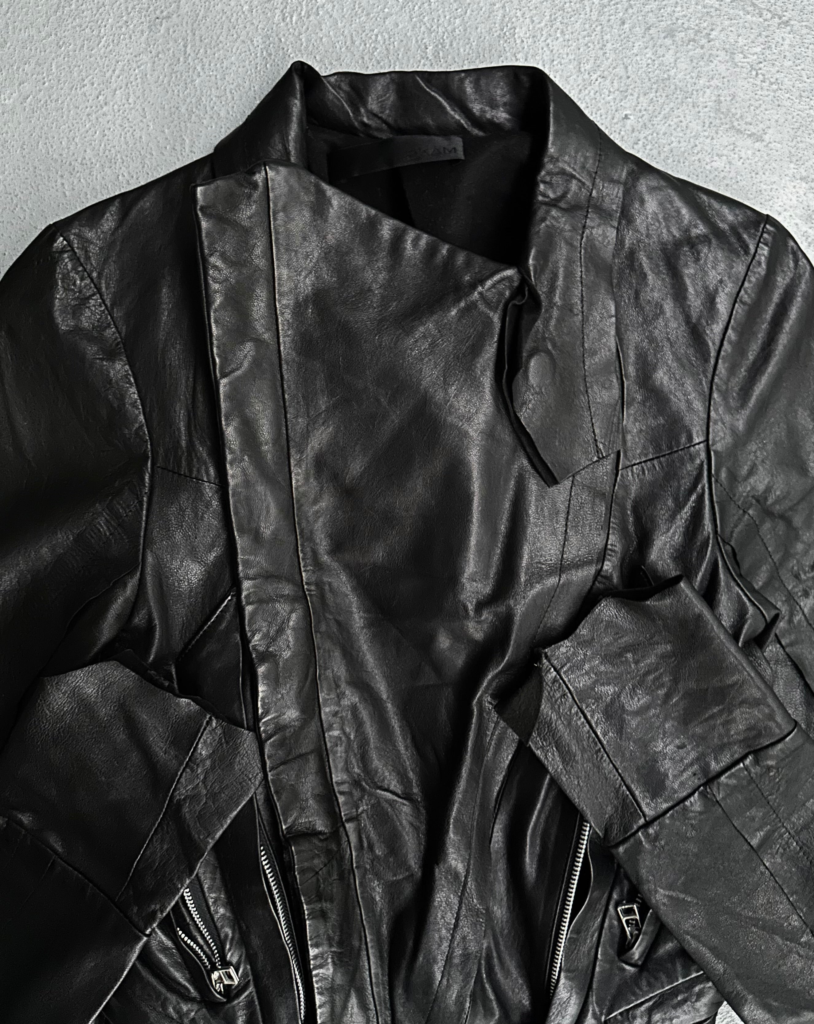 EKAM Early 00s Multi-pockets Asymmetrical Sheepskin Leather Double